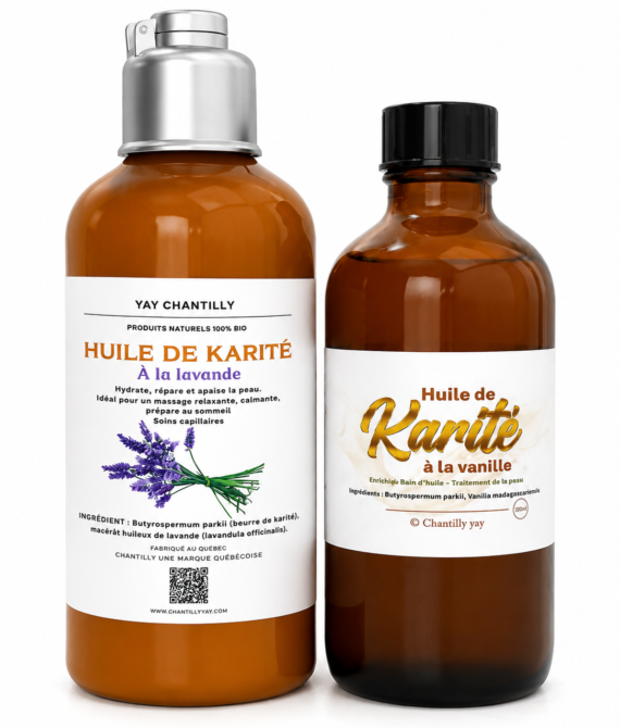 Duo huiles de karité vanille et lavande